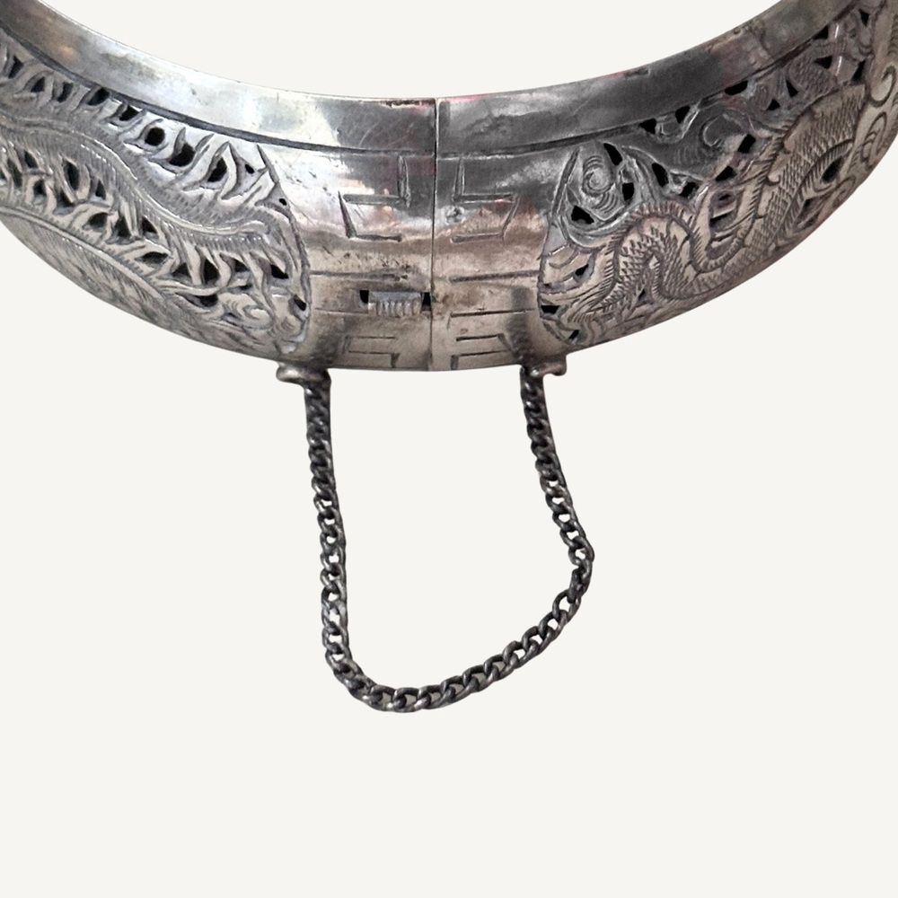 925 Sterling Silver Phoenix Design Bracelet w/ Safety Chain Beautiful Design